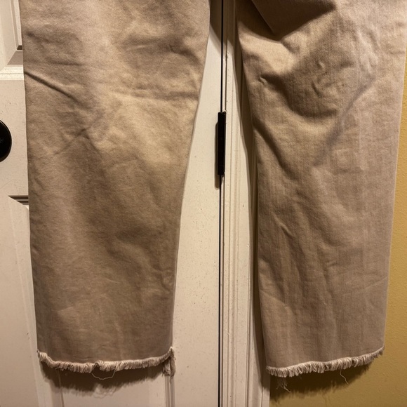 Risen Jeans High Rise Distressed Straight Leg Sand Khaki Color Sz 11 Waist 30 - Picture 11 of 16